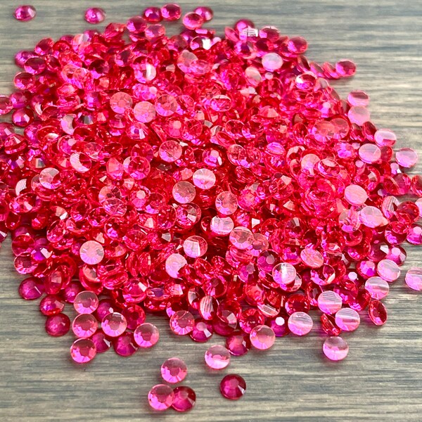 1,500ct Hot Pink Clear Transparent Resin Rhinestones Non Hotfix Flatback 2MM, 3MM, 4MM, 5MM, 6MM Ships from USA Perfect for Tumblers