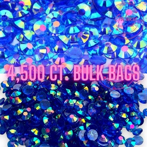 4500ct Royal Blue AB Jelly Rhinestones: Flatback Resin Gems