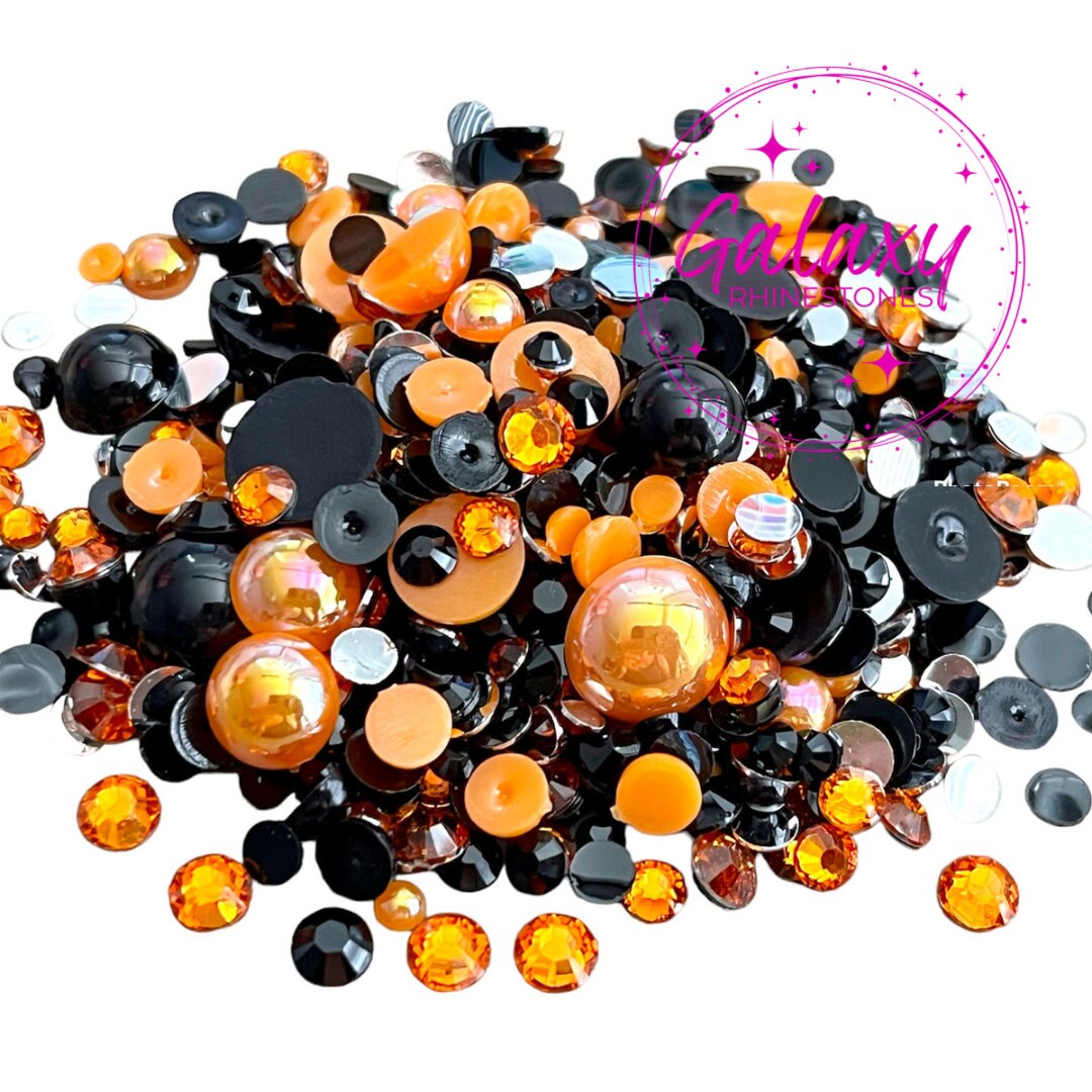 Mix 5 Halloween Rhinestone and Pearl Mix 1oz Flatback Half Round Faux ...