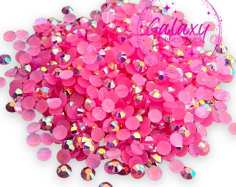 1,500ct Flamingo Pink AB Jelly Resin Rhinestones Non Hotfix Flatback 2MM, 3MM, 4MM, 5MM, Ships from USA Perfect for Tumblers