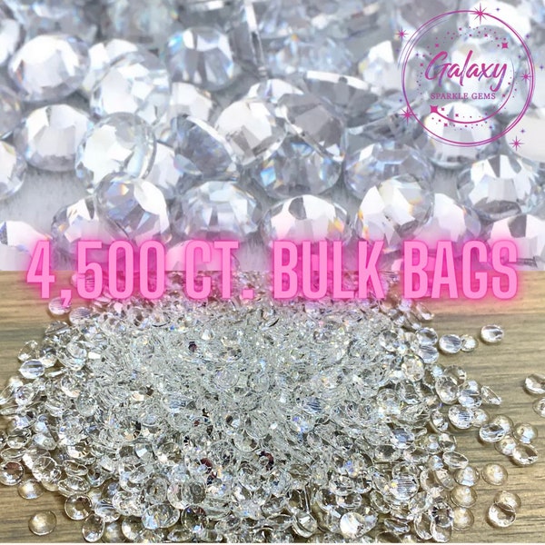 4,500ct Bulk Wholesale Clear Transparent Resin Rhinestones Non Hotfix Flatback 2MM, 3MM, 4MM, 5MM, Ships from USA, Crafts, Nails, Tumblers