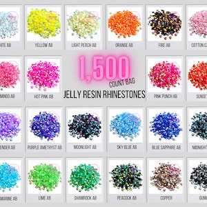 1,500ct. Jelly Rhinestones Non Hotfix Flatback Resin 2MM, 3MM, 4MM, 5MM, Ships from USA Perfect for Tumblers, Crafts, Nails
