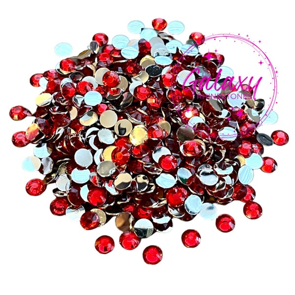 1,500ct Ruby Red Resin Rhinestones Non Hotfix Flatback 2MM, 3MM, 4MM, 5MM, 6MM Ships from USA Perfect for Tumblers, Nails, Crafts