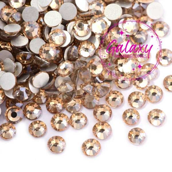 1,440ct GLASS Rhinestones Golden Champagne Non Hotfix Flatback 2MM, 3MM, 4MM, 5MM, Ships from USA Perfect for Tumblers, Nails, Etc