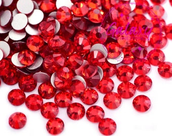 1,440ct GLASS Rhinestones Light Siam Red Non Hotfix Flatback 2MM, 3MM, 4MM, 5MM, Ships from USA Perfect for Tumblers, Nails, Etc