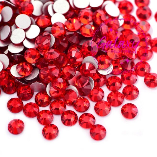 1,440ct GLASS Rhinestones Light Siam Red Non Hotfix Flatback 2MM, 3MM, 4MM, 5MM, Ships from USA Perfect for Tumblers, Nails, Etc