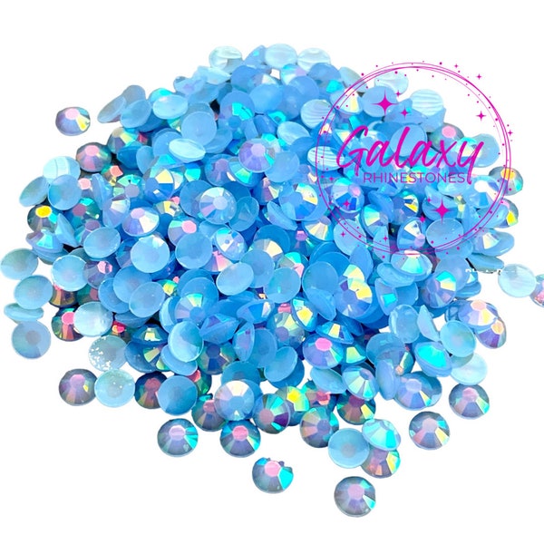1,500ct Sky Blue AB Jelly Resin Rhinestones Non Hotfix Flatback 2MM, 3MM, 4MM, 5MM, 6MM Ships from USA Perfect for Tumblers