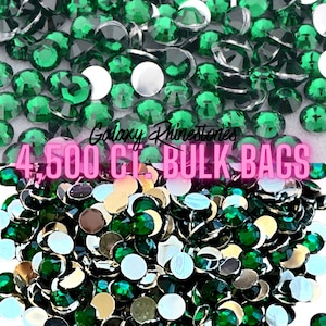 4,500ct Bulk Wholesale Emerald Green Resin Rhinestones Non Hotfix Flatback 2MM, 3MM, 4MM, 5MM, Ships from USA