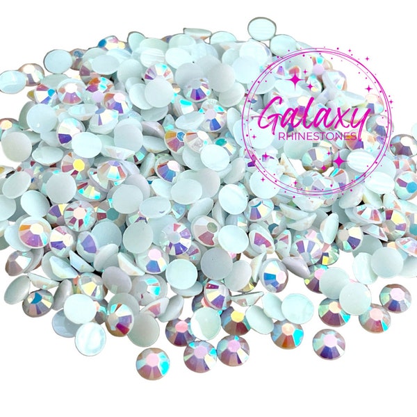 1,500ct White AB Jelly Resin Rhinestones Non Hotfix Flatback 2MM, 3MM, 4MM, 5MM, 6MM Ships from USA Perfect for Tumblers