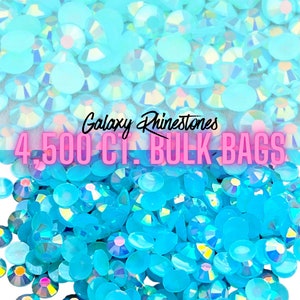 4,500ct Bulk Wholesale Aquamarine AB Jelly Resin Rhinestones Non Hotfix Flatback 2MM, 3MM, 4MM, 5MM, Ships from USA