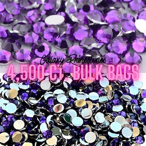 4500ct Dark Purple Resin Rhinestones: Flatback Non Hotfix, 2-5MM