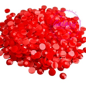 1,500ct OPAQUE Red Jelly Resin Rhinestones Non Hotfix Non AB Coated Flatback 3MM, 4MM, 5MM, Ships from USA Perfect for Tumblers