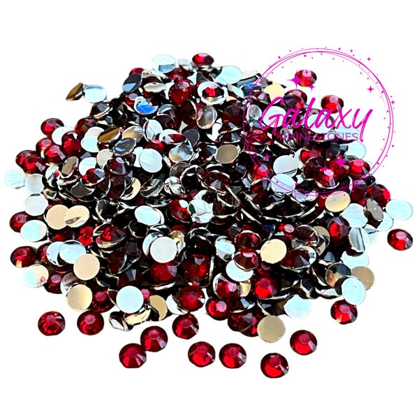 1,500ct Crimson Red Resin Rhinestones Non Hotfix Flatback 2MM, 3MM, 4MM, 5MM, 6MM Ships from USA Perfect for Tumblers, Nails, Crafts