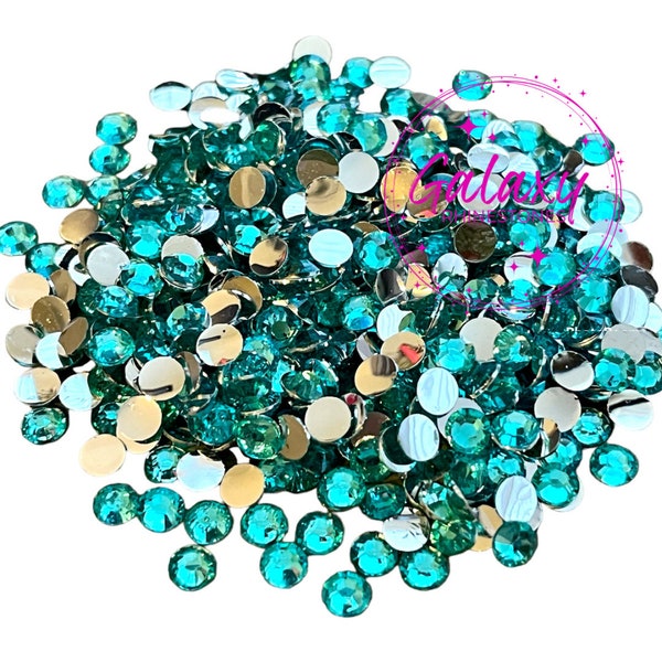 1,500ct Aquamarine Resin Rhinestones Non Hotfix Flatback 2MM, 3MM, 4MM, 5MM, 6MM Ships from USA Perfect for Tumblers, Nails, Crafts