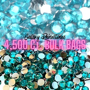 4,500ct Bulk Wholesale Aquamarine Resin Rhinestones Non Hotfix Flatback 2MM, 3MM, 4MM, 5MM, Ships from USA