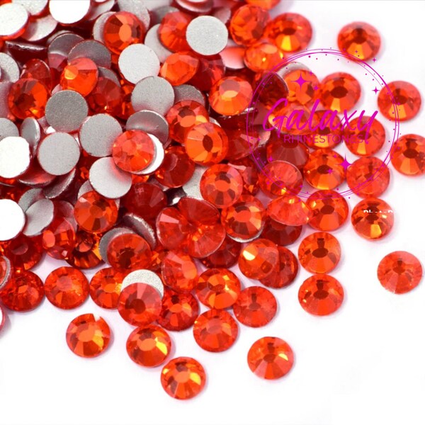 1,440ct GLASS Rhinestones Orange Non Hotfix Flatback 2MM, 3MM, 4MM, 5MM, Ships from USA Perfect for Tumblers, Nails, Etc