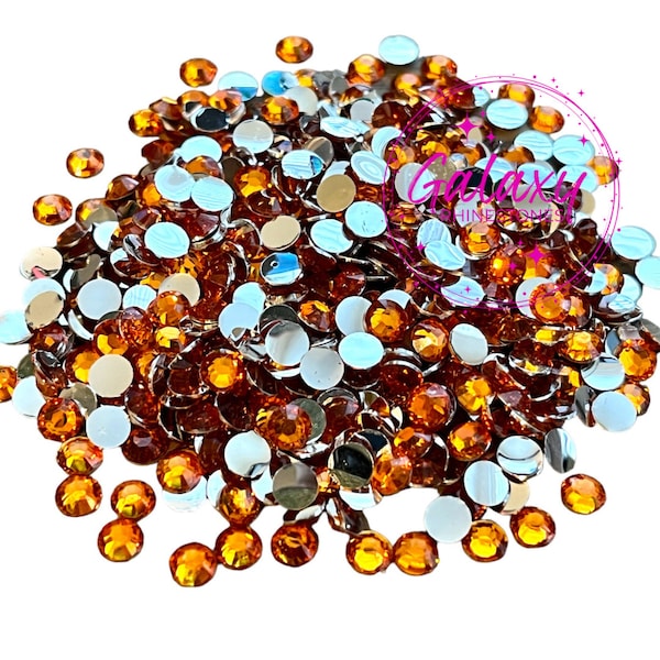 1,500ct Pumpkin Resin Rhinestones Non Hotfix Flatback 2MM, 3MM, 4MM, 5MM, 6MM Ships from USA Perfect for Tumblers, Nails, Crafts