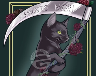 Momento Mori Grim Reaper Black Cat 11x17" art print