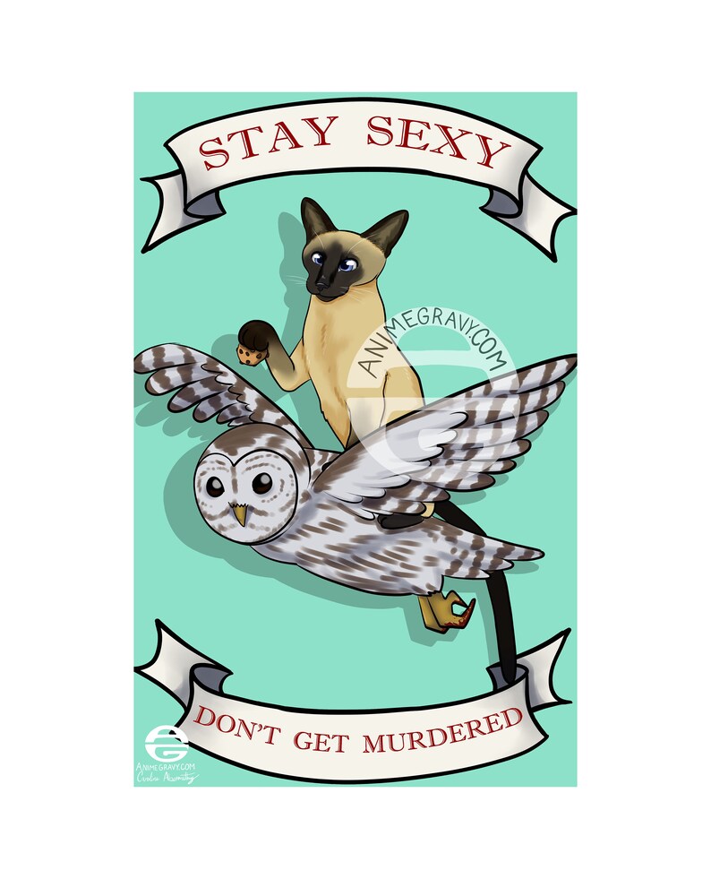 Mfm Ssdgm Elvis and Murder Owl 11x17 Print Animegravy Etsy