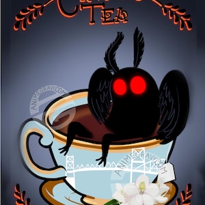 Cryptid Tea Mothman 5X7&quot; art print