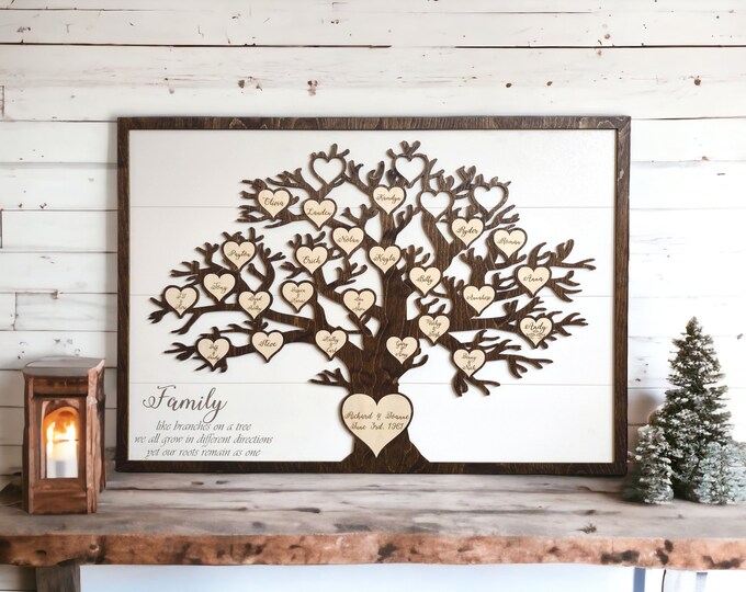 Rustic Family Tree Sign Rustic House Decor, Personalized Family Tree Wooden Sign, Mother's Day ...