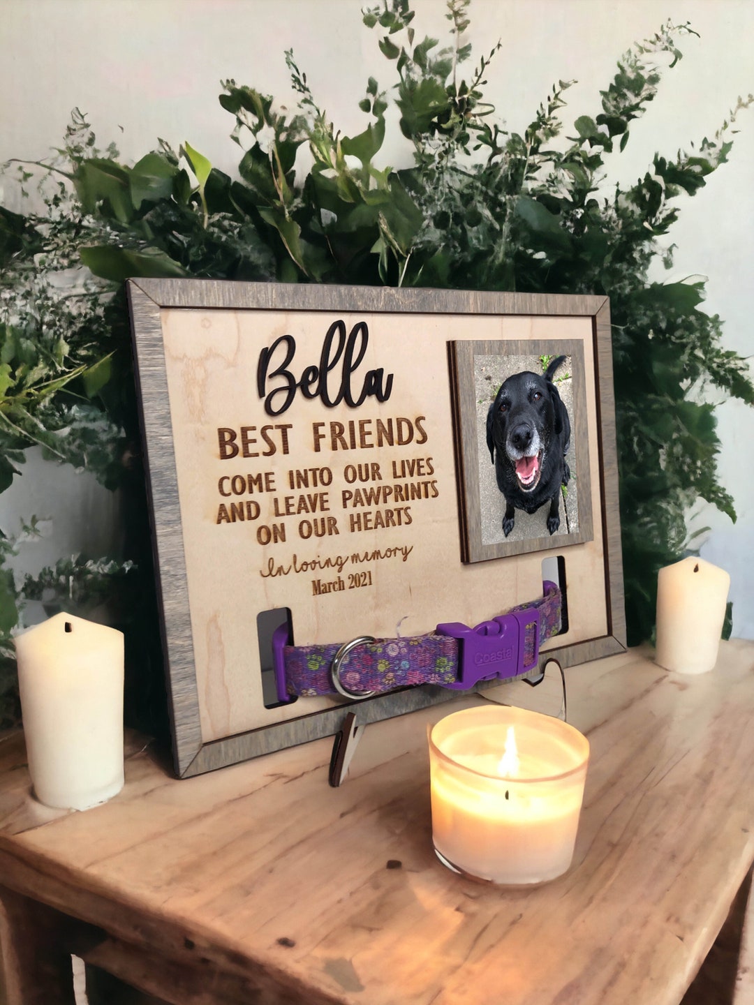Memorial Pet Collar Sign, Personalized Dog Loss Collar Holder, Cat Loss