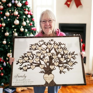 Personalized Christmas Gift Family Tree Sign, Anniversary gift for Mom, parents, dad gift for grandma grandpa, family reunion, retirement