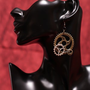 Steampunk Large Gear Earrings, Steampunk Costume, Gear Earrings, Handmade Earrings, Steampunk Jewelry, Industrial Jewelry, Steam Punk