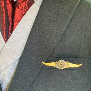 Pilot Wings and Gear Lapel Pin Boutonniere Wedding Costume Accessories Groom Groomsman Lapel pin Stacking Gears Men&#39;s Brooch