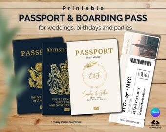 Passport & Boarding Pass Invitation Template: DIY Printable Canva Design (Instant Download)
