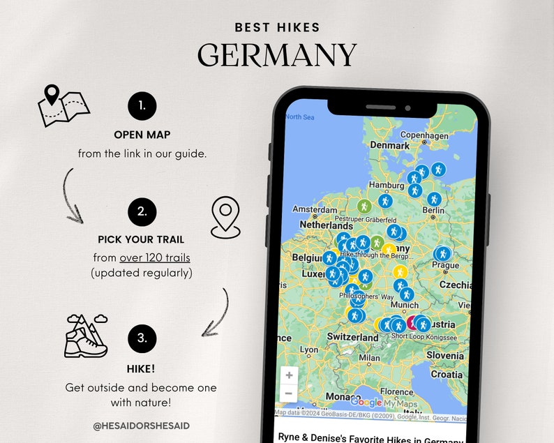 3 Steps for using the Google My Maps "Best Hikes in Germany" from He Said or She Said