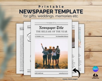 Personalized Newspaper Template | Printable | 100% Customizable in Canva | Instant Download