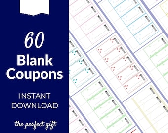 60 Blank DIY Coupons with 12 Designs + 4 Unique Themes | Instant Download