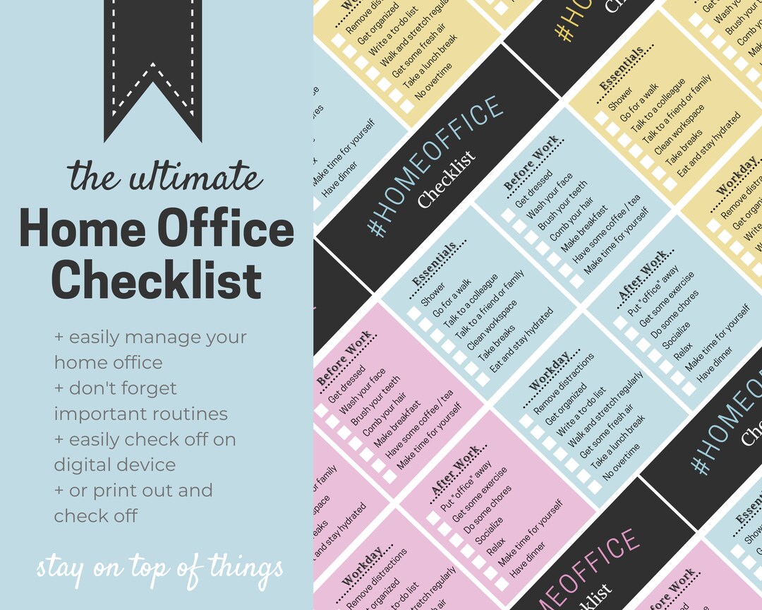 Digital Home Office Checklist for Goodnotes, Tablets or Printed Out