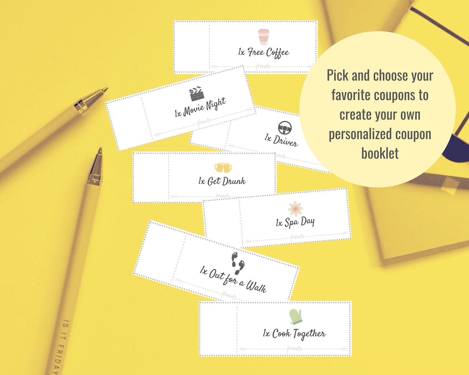 20 Printable Friend Coupons With Fun Activities Perfect Etsy Canada