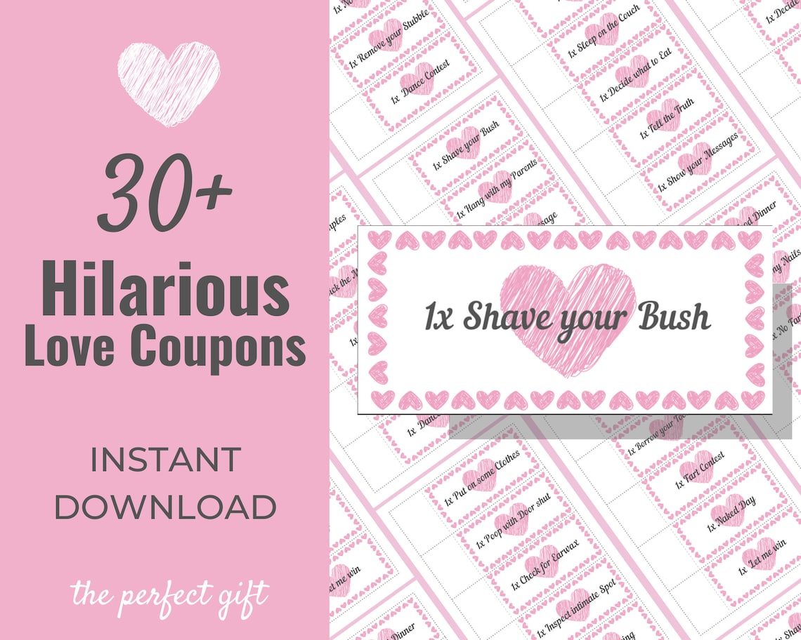 30 Printable Funny Love Coupons Gift for Him Gift for Her Etsy