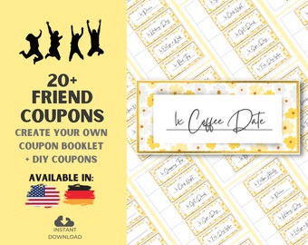 20+ Printable Friend Coupons to create Coupon Book for your Friend | Perfect Birthday Gift | Instant Download