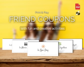 Printable Friend Coupons with Fun Activities | Perfect Birthday Gift for Anyone | Instant Download