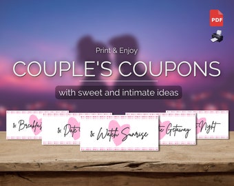 Printable Couple's Coupons | Perfect Gift for Him | Gift for Her | Boyfriend Coupons | Girlfriend Coupons | Instant Download