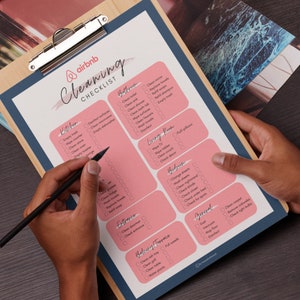 Airbnb Cleaning Checklist editable in PDF, Canva, Goodnotes or Printed | Digital Checklist | Instant Download