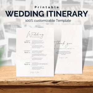 Template: Wedding Itinerary | 100% Customizable in Canva | Printable | Instant Download