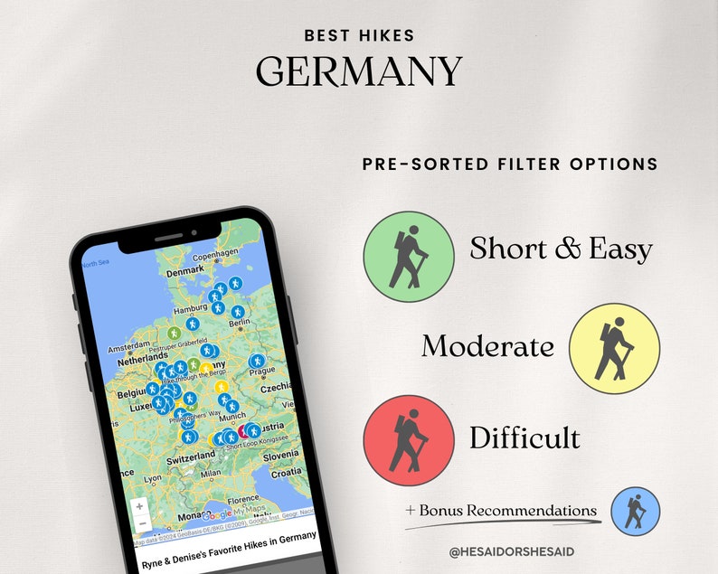 Details on trail types included in the Google My Maps "Best Hikes in Germany" from He Said or She Said