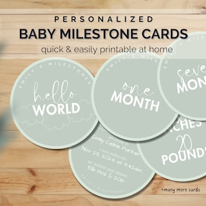 Carte personalizzate per traguardi per bambini / Regalo per baby shower / Personalizzabili al 100% in Canva / Stampabili / Download istantaneo / Stampe illimitate