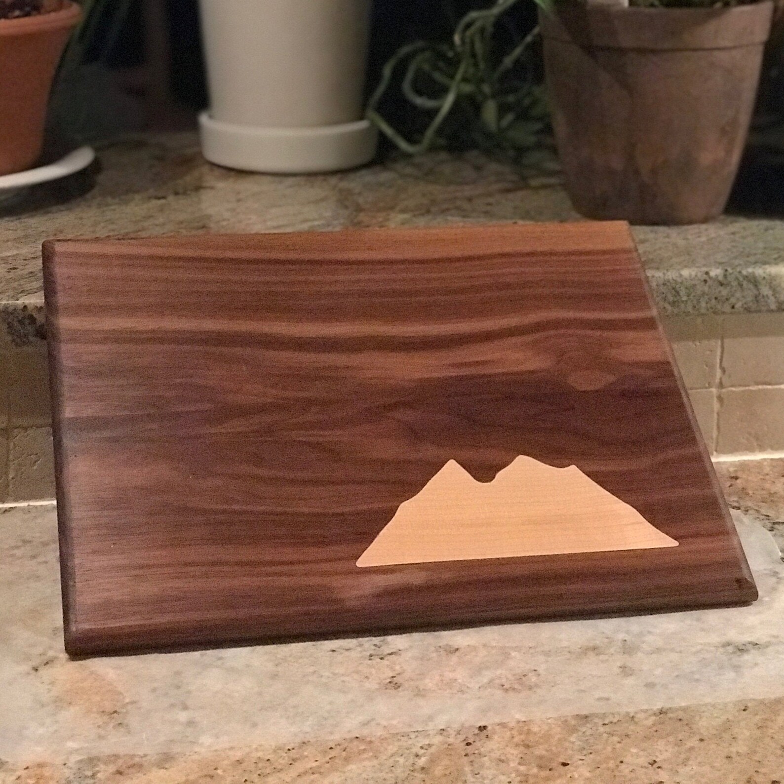 Walnut Cutting Board With Maple Mountain Inlay Etsy