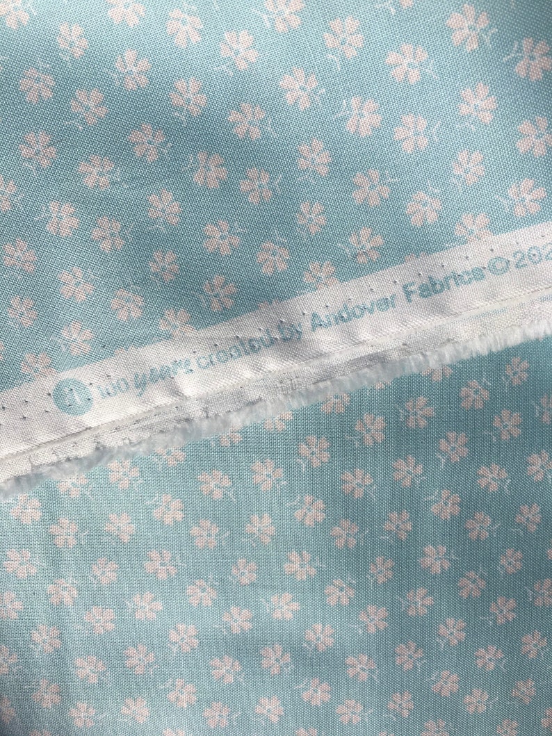 Floating Flowers Willow by Andover Aqua Quilt Shop Cotton Daisy Backing Material 9618 Light Blue Blue Floral Quilting Cotton