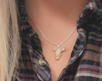 Cow Skull Necklace - Western Necklace - Cow Skull Jewelry - Western Jewelry for Women - Cowgirl Necklace - Western Necklace for Women