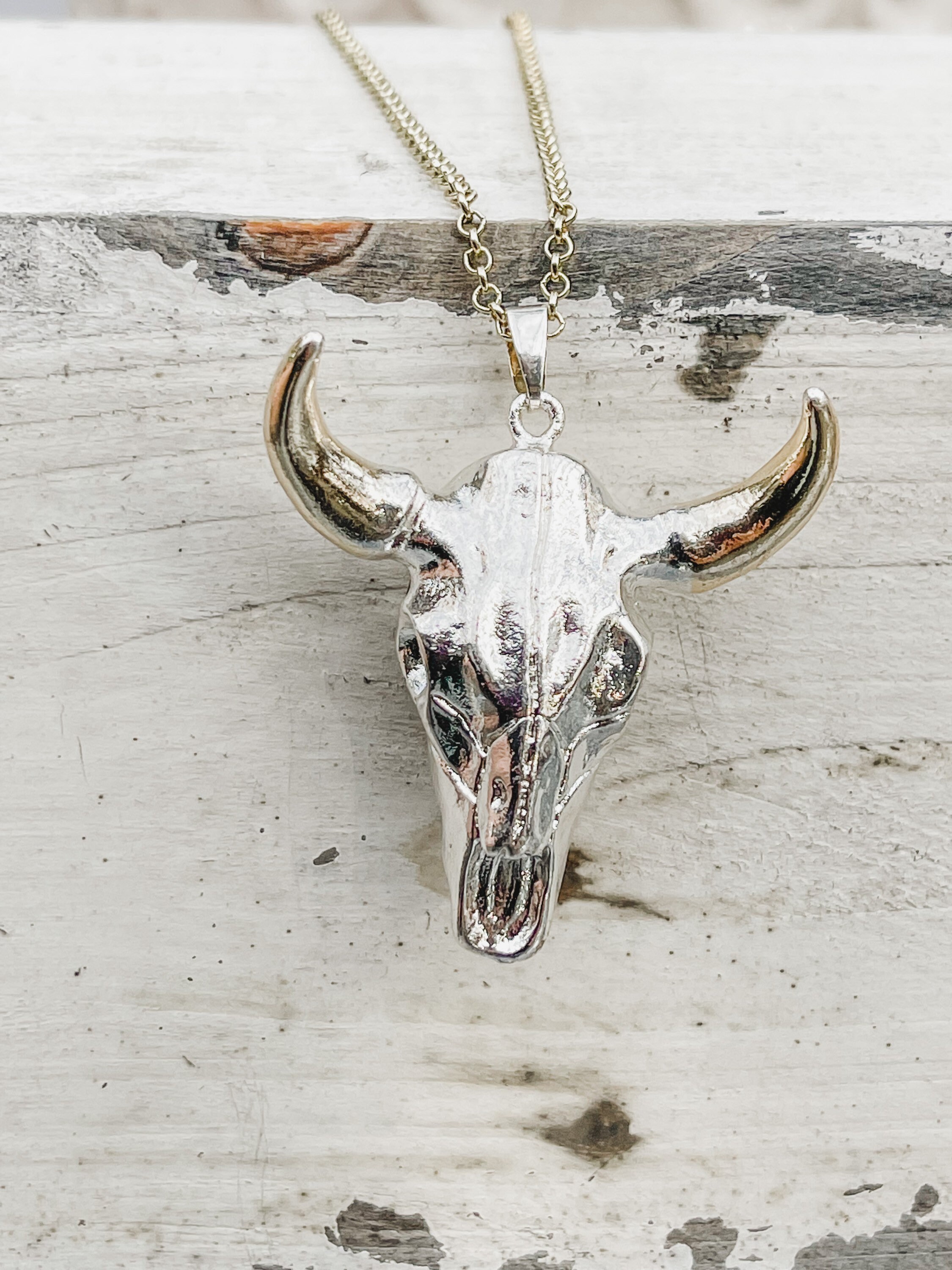 Cow Skull Necklace Cowskull Necklace Long Necklace Country Western Necklace Cowgirl Necklace Cow Skull Jewelry cowskull Jewelry Etsy