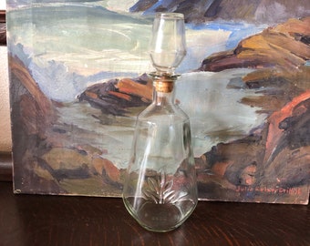 Vintage Clear Glass Decanter w/ Stopper Vintage Mid Century Bourbon Glass Decanter Vintage Barware Vintage Bourbon Decanter Vintage Decanter