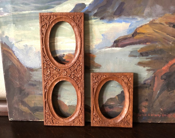 Vintage Indian Carved Teak Frame Set Vintage Teak Picture Frames