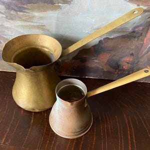 2 Vintage Turkish Coffee Pots Vintage Butter Warmers Vintage Coffee Cezves Vintage Pouring Pots Vintage Butter Pots Vintage Sauce Pourers